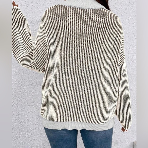 Striped Pattern Drop Shoulder Sweater - Picture 3 of 5